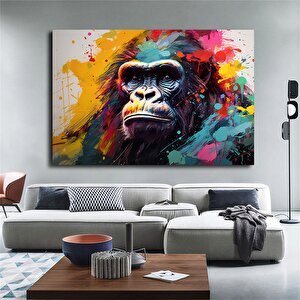 Soyut Graffiti Maymunu, Mizahi Gorilla Kanvası, Renkli Hayvan Duvar Dekoru 50x70 cm