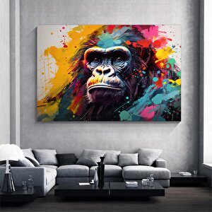 Soyut Graffiti Maymunu, Mizahi Gorilla Kanvası, Renkli Hayvan Duvar Dekoru