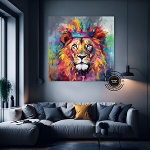 Pop Art Aslan Kanvas; Soyut Aslan Baskısı; Graffiti Sanatı