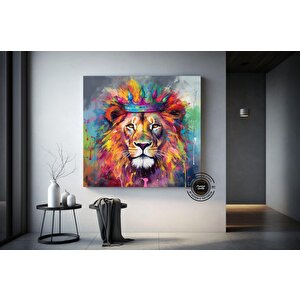 Pop Art Aslan Kanvas; Soyut Aslan Baskısı; Graffiti Sanatı