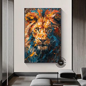 Aslan Renkli Soyut Çerçeveli Poster, Aslan Duvar Sanatı, Aslan, Aslan Baskısı, Renkli Duvar Sanatı 60x120 cm