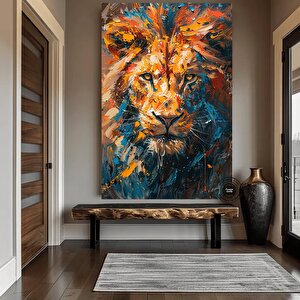 Aslan Renkli Soyut Çerçeveli Poster, Aslan Duvar Sanatı, Aslan, Aslan Baskısı, Renkli Duvar Sanatı