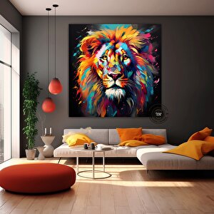 Aslan Duvar Sanatı Dekoru – Modern Pop Art Baskı; Büyük Renkli Duvar Baskıları; Soyut Hayvan Sanatı;