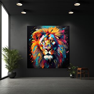 Aslan Duvar Sanatı Dekoru – Modern Pop Art Baskı; Büyük Renkli Duvar Baskıları; Soyut Hayvan Sanatı;