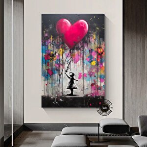 Balon Kız Pop Art Kanvas Baskısı, Banksy Sanatı, Balon Kız Grafiti, Sokak Grafiti Duvar Sanatı 100x150 cm