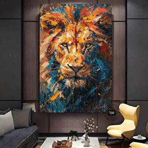 Aslan Renkli Soyut Çerçeveli Poster, Aslan Duvar Sanatı, Aslan, Aslan Baskısı, Renkli Duvar Sanatı