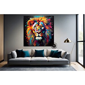 Aslan Duvar Sanatı Dekoru – Modern Pop Art Baskı; Büyük Renkli Duvar Baskıları; Soyut Hayvan Sanatı;