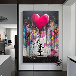 Balon Kız Pop Art Kanvas Baskısı, Banksy Sanatı, Balon Kız Grafiti, Sokak Grafiti Duvar Sanatı