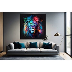 Pop Art Aslan Duvar Sanatı Kanvas; Soyut Hayvan Sanatı Baskısı; Renkli Aslan Tablosu; Soyut Aslan Ba
