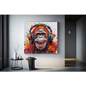 Soyut Grafiti Maymun; Komik Goril Duvar Sanatı; Renkli Şempanze Kanvas Dekoru; Grafiti Maymun Sanatı 40x40 cm