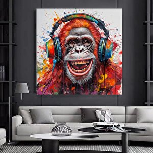 Soyut Grafiti Maymun; Komik Goril Duvar Sanatı; Renkli Şempanze Kanvas Dekoru; Grafiti Maymun Sanatı 70x70 cm