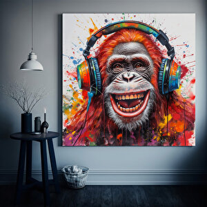 Soyut Grafiti Maymun; Komik Goril Duvar Sanatı; Renkli Şempanze Kanvas Dekoru; Grafiti Maymun Sanatı 70x70 cm