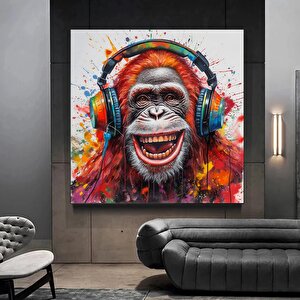 Soyut Grafiti Maymun; Komik Goril Duvar Sanatı; Renkli Şempanze Kanvas Dekoru; Grafiti Maymun Sanatı
