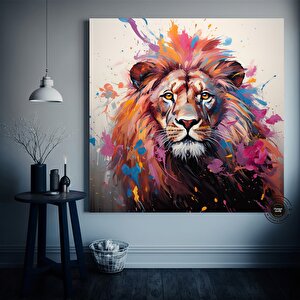 Pop Art Aslan Kanvas; Soyut Aslan Tablosu