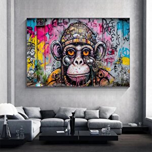 Soyut Graffiti Maymun, Komik Goril Duvar Sanatı, Renkli Şempanze Kanvas Dekoru