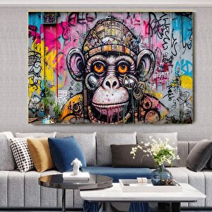 Soyut Graffiti Maymun, Komik Goril Duvar Sanatı, Renkli Şempanze Kanvas Dekoru