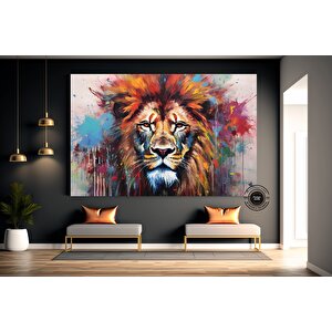 Graffiti Aslan Kanvas Baskısı; Renkli Kanvas Boyamalar; Ev Duvar Dekoru; Aslan Duvar Sanatı; Soyut A 50x70 cm