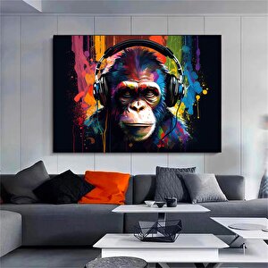 Graffiti Maymun Sanatı, Renkli Mizahi Gorilla Kanvas Tablo 30x40 cm