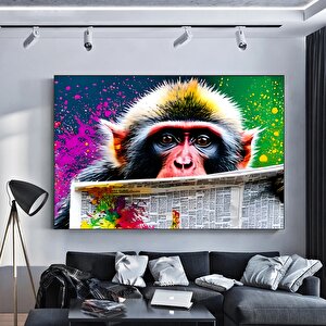 Soyut Graffiti Maymun – Komik Gorilla Duvar Sanatı; Renkli Şempanze Kanvas Dekor; Graffiti Maymun Sa 100x150 cm