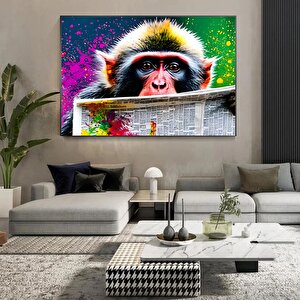 Soyut Graffiti Maymun – Komik Gorilla Duvar Sanatı; Renkli Şempanze Kanvas Dekor; Graffiti Maymun Sa