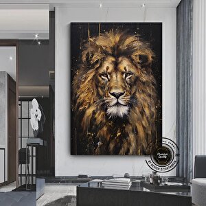 Aslan Kral Duvar Sanatı; Siyah-altın Soyut 120x180 cm