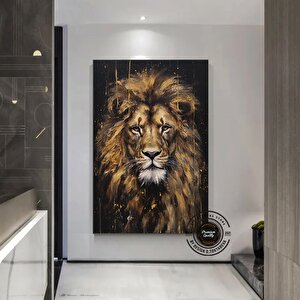 Aslan Kral Duvar Sanatı; Siyah-altın Soyut 120x180 cm