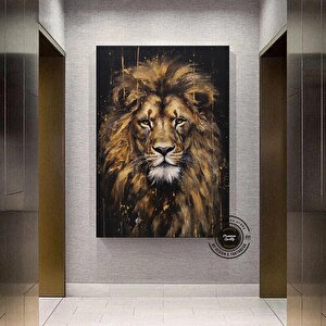 Aslan Kral Duvar Sanatı; Siyah-altın Soyut 120x180 cm