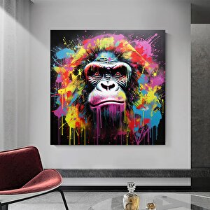 Soyut Graffiti Maymun; Komik Gorilla Duvar Sanatı; Renkli Şempanze Kanvas Dekor; Graffiti Maymun San