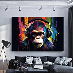 Graffiti Maymun Sanatı, Renkli Mizahi Gorilla Kanvas Tablo 120x180 cm