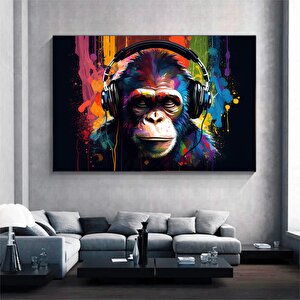 Graffiti Maymun Sanatı, Renkli Mizahi Gorilla Kanvas Tablo 120x180 cm