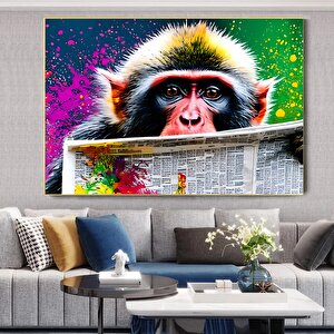 Soyut Graffiti Maymun – Komik Gorilla Duvar Sanatı; Renkli Şempanze Kanvas Dekor; Graffiti Maymun Sa