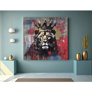 Soyut Graffiti Aslan Tablosu, Renkli Hayvan Sokak Sanatı, Oturma Odası Dekoru
