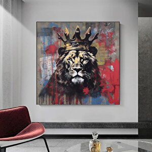 Soyut Graffiti Aslan Tablosu, Renkli Hayvan Sokak Sanatı, Oturma Odası Dekoru