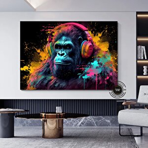 Soyut Graffiti Maymun Kanvas | Komik Gorilla Tablosu | Renkli Şempanze Dekor 30x40 cm