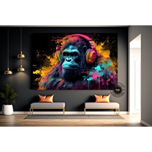 Soyut Graffiti Maymun Kanvas | Komik Gorilla Tablosu | Renkli Şempanze Dekor 30x40 cm