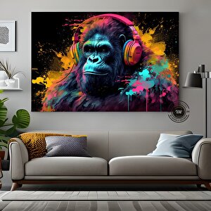 Soyut Graffiti Maymun Kanvas | Komik Gorilla Tablosu | Renkli Şempanze Dekor 30x40 cm