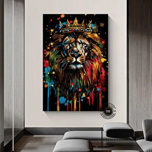 Graffiti Aslan Tablosu; Soyut Aslan Baskısı; Pop Art Graffiti; Sokak Hediyesi 60x120 cm