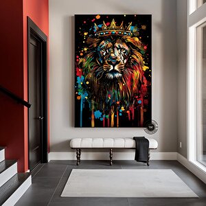 Graffiti Aslan Tablosu; Soyut Aslan Baskısı; Pop Art Graffiti; Sokak Hediyesi 60x120 cm