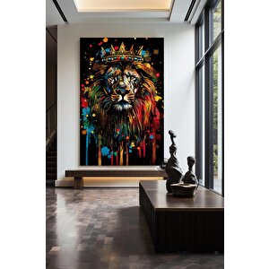 Graffiti Aslan Tablosu; Soyut Aslan Baskısı; Pop Art Graffiti; Sokak Hediyesi 60x120 cm