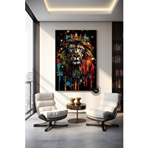 Graffiti Aslan Tablosu; Soyut Aslan Baskısı; Pop Art Graffiti; Sokak Hediyesi
