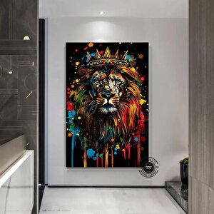 Graffiti Aslan Tablosu; Soyut Aslan Baskısı; Pop Art Graffiti; Sokak Hediyesi