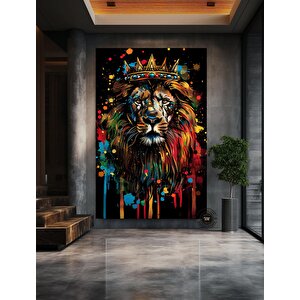 Graffiti Aslan Tablosu; Soyut Aslan Baskısı; Pop Art Graffiti; Sokak Hediyesi