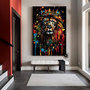 Graffiti Aslan Tablosu; Soyut Aslan Baskısı; Pop Art Graffiti; Sokak Hediyesi 80x160 cm