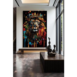 Graffiti Aslan Tablosu; Soyut Aslan Baskısı; Pop Art Graffiti; Sokak Hediyesi 80x160 cm