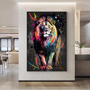 Soyut Grafiti Aslan Tablosu, Modern Hayvan Sokak Sanatı, Renkli Kanvas Poster Baskısı