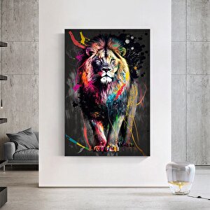 Soyut Grafiti Aslan Tablosu, Modern Hayvan Sokak Sanatı, Renkli Kanvas Poster Baskısı