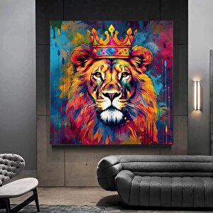 Soyut Graffiti Aslan Tablosu; Modern Hayvan Sokak Sanatı; Renkli Kanvas Poster Baskısı; Duvar Sanatı