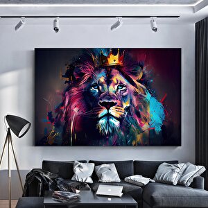 Graffiti Aslan Tablosu, Renkli Modern Hayvan Sokak Sanatı 70x150 cm