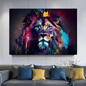 Graffiti Aslan Tablosu, Renkli Modern Hayvan Sokak Sanatı 70x150 cm