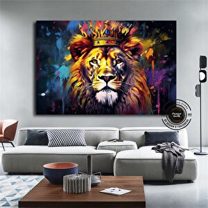 Graffiti Aslan Kanvas Baskısı; Renkli Kanvas Resimler; Ev Duvar Dekoru; Kral Aslan Duvar Sanatı; Soy 120x180 cm